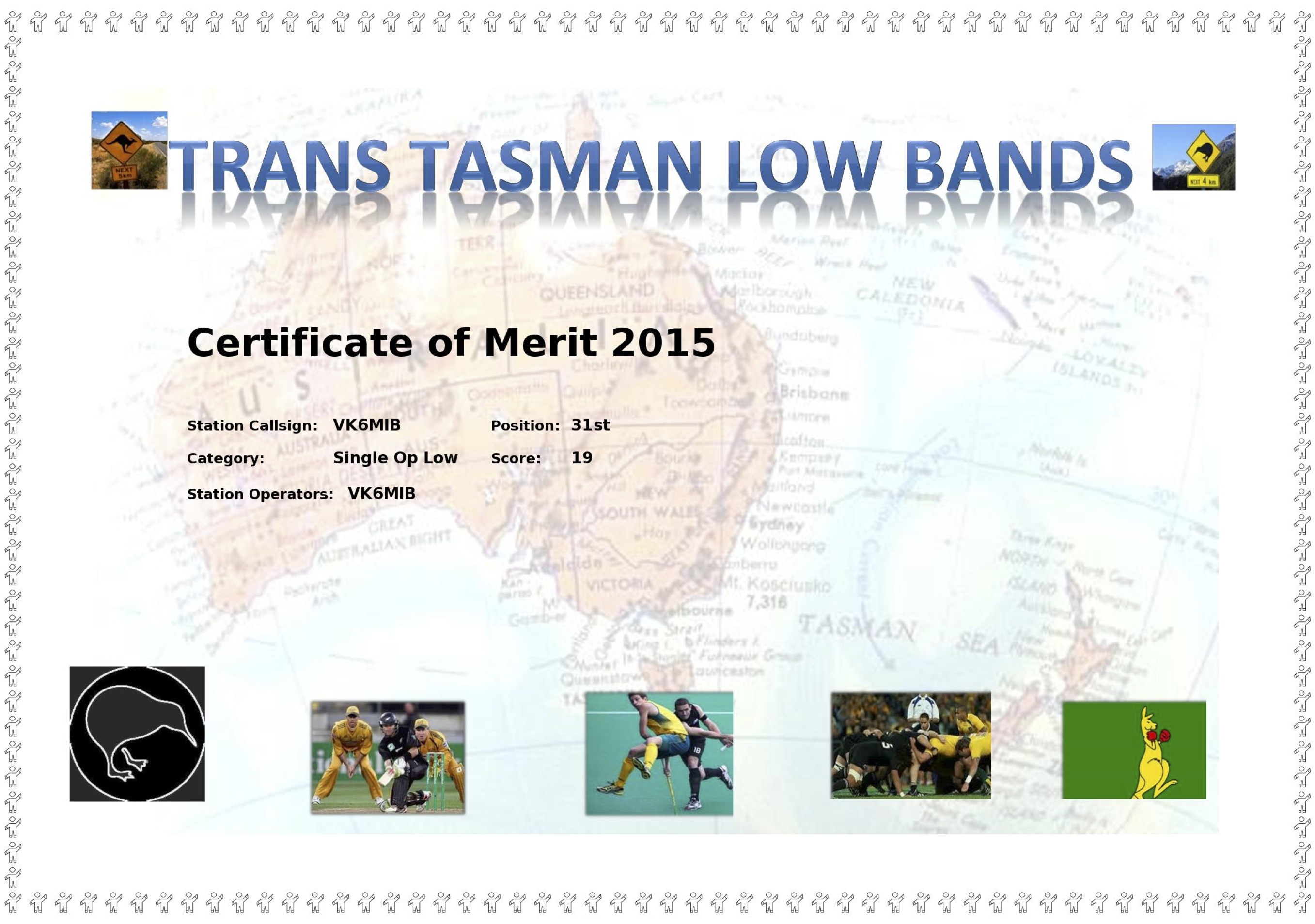 Participation certificate - Trans Tasman